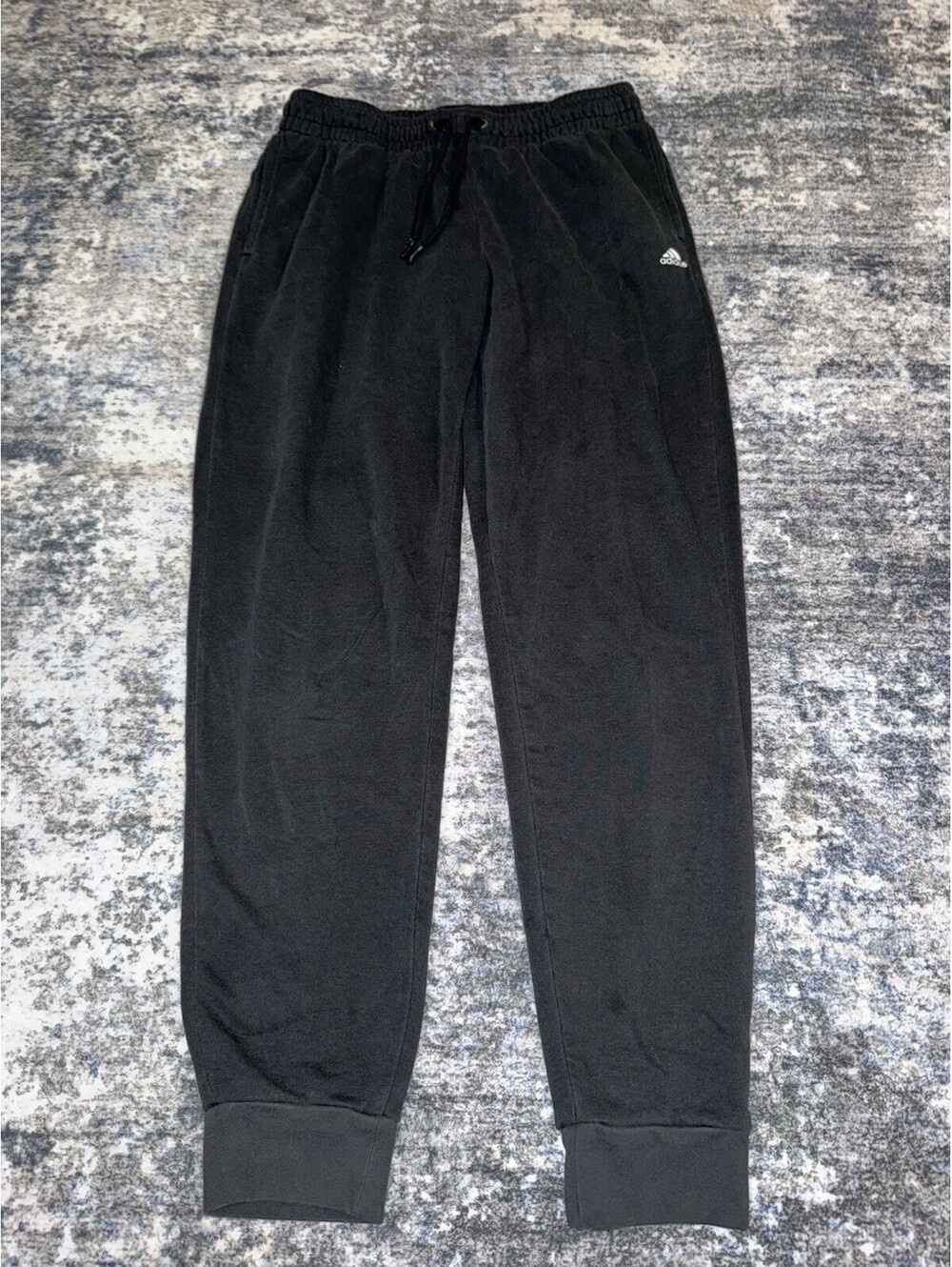 Adidas Womens Small Black Jogger Sweatpants Fleece Drawstring Athletic Logo